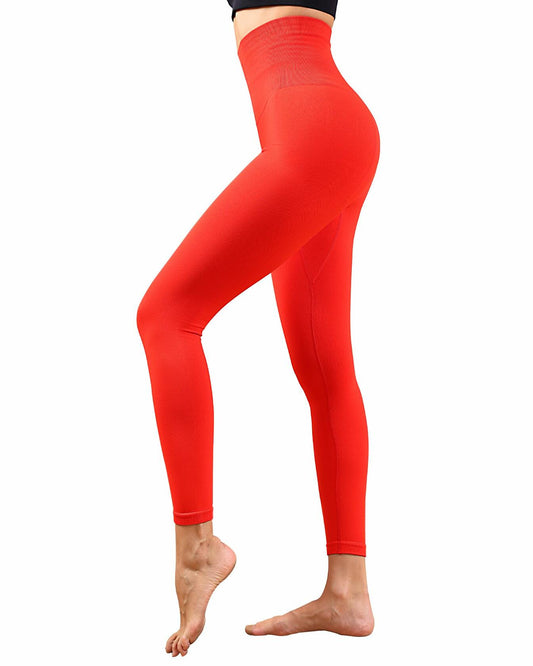 Homma High Waist Tummy Control Compression Yoga Pants Red XL Postpartum