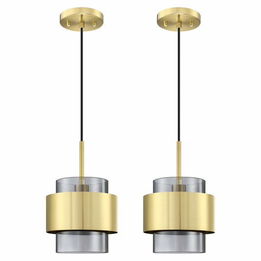 Dolaimy 3 Pack 1 Light Kitchen Island Pendant Light 6" Clear Glass Bronze