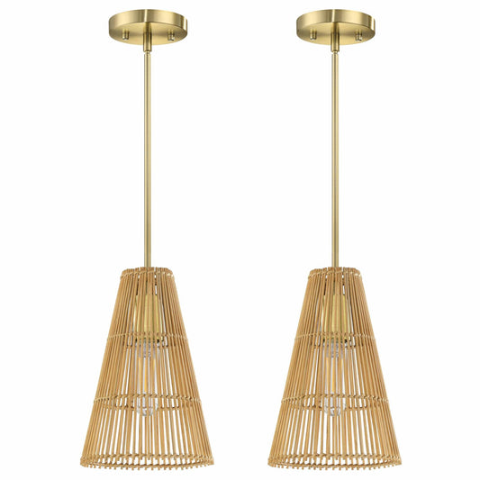 Dolaimi 2 Pack Adjustable Industrial Pendant Light 6.9" Rattan Bronze