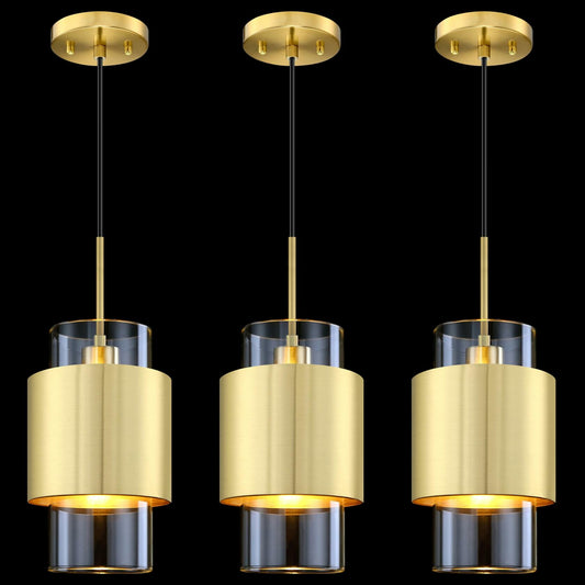 3 Pack Globe Electric 6" Clear Glass Pendant Lights Brushed Bronze Finish