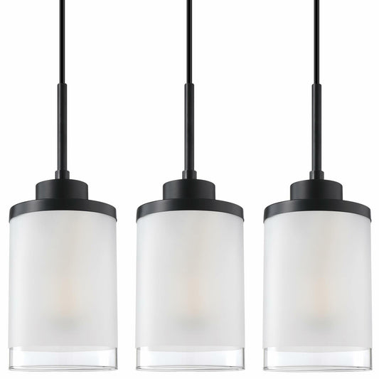 Doraimy 3-Pack 3.9" Grey Glass Pendant Lights Black Finish Modern Farmhouse