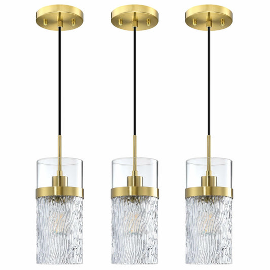 SEENMING HOUSE 3 Pack Kitchen Island Pendant Light Clear Glass Bronze Finish