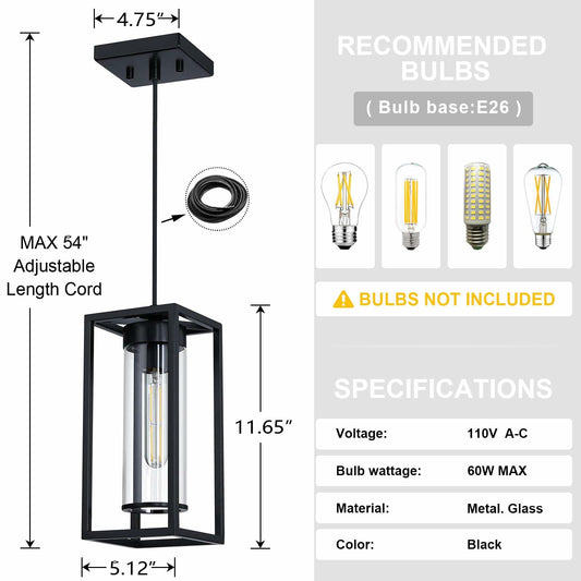 RAINLIGHTING 3 Pack Pendant Ceiling Light 6" Grey Glass Black Finish Indoor