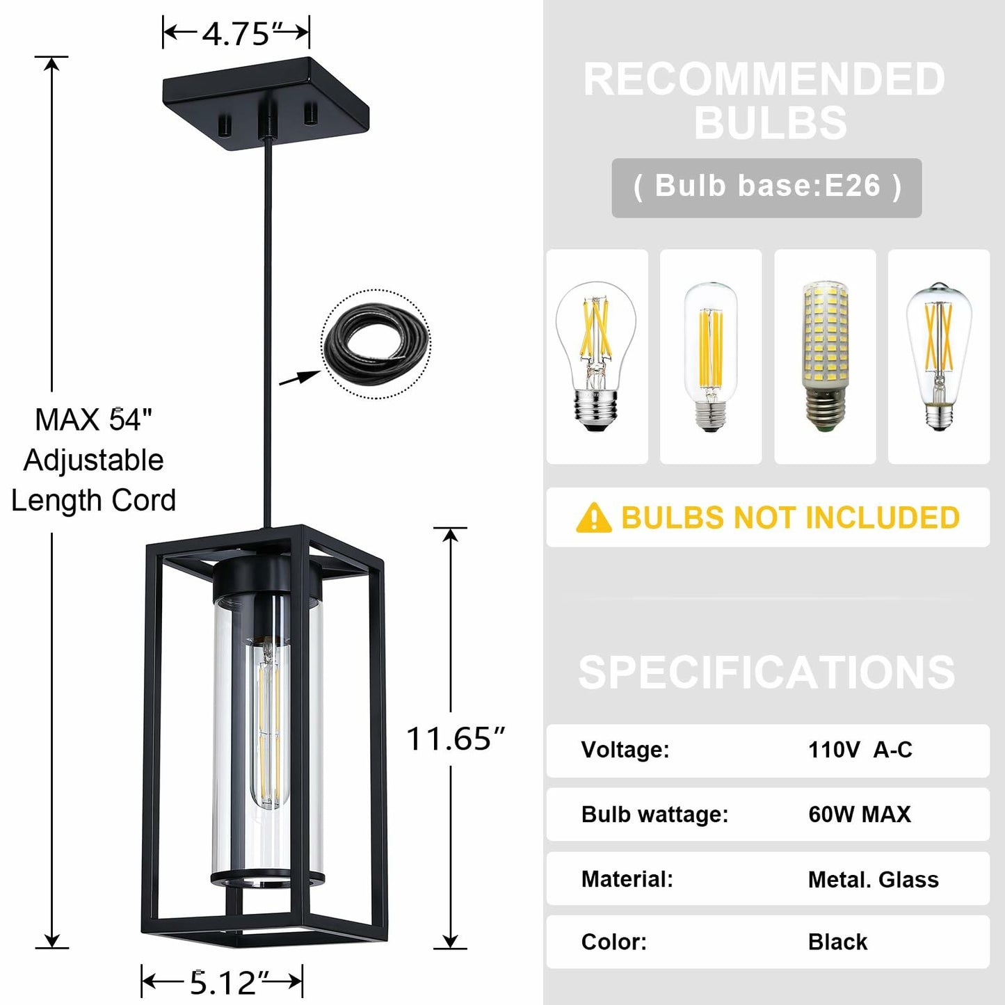 RAINLIGHTING 3 Pack Pendant Ceiling Light 6" Grey Glass Black Finish Indoor