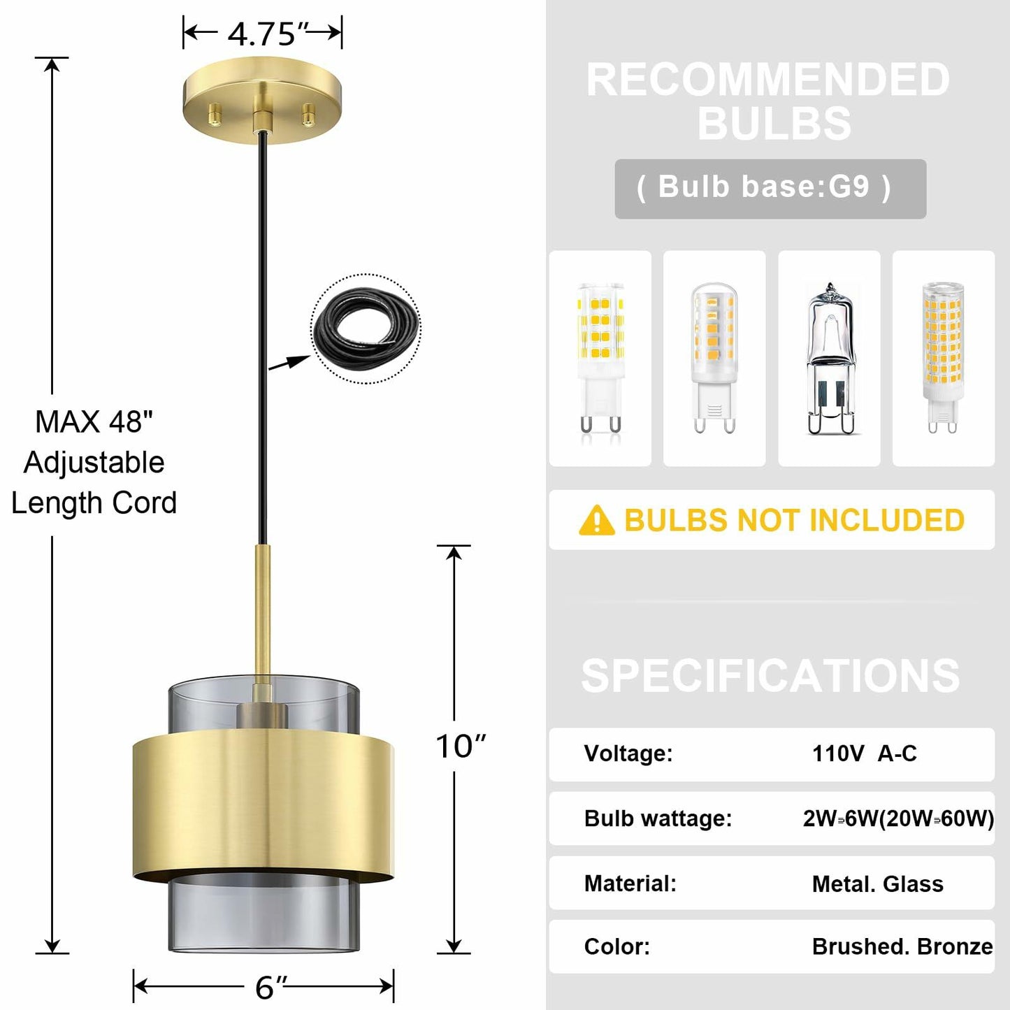 Dolaimy 3 Pack 1 Light Kitchen Island Pendant Light 6" Clear Glass Bronze