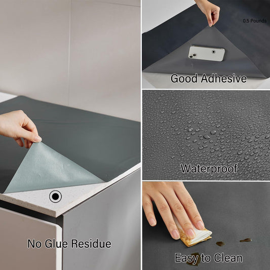 LONGYONG Black Peel and Stick Wallpaper 17.7x197in Waterproof Removable