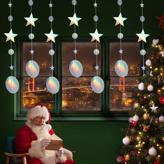 Giantree 65Ft Iridescent Star Circle Dot Garland 5Pcs Wedding Party Decor