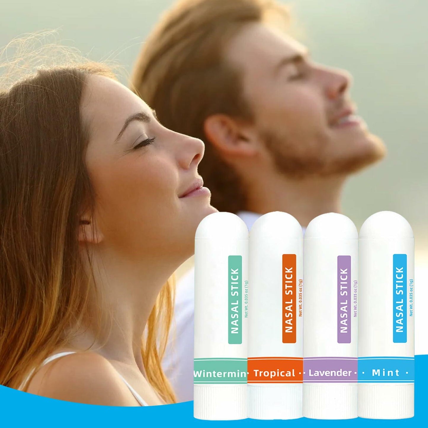 BestBy09/29 CHOVEMOAR Nasal Stick Inhaler Set of 4 Natural Mint Energy Boost