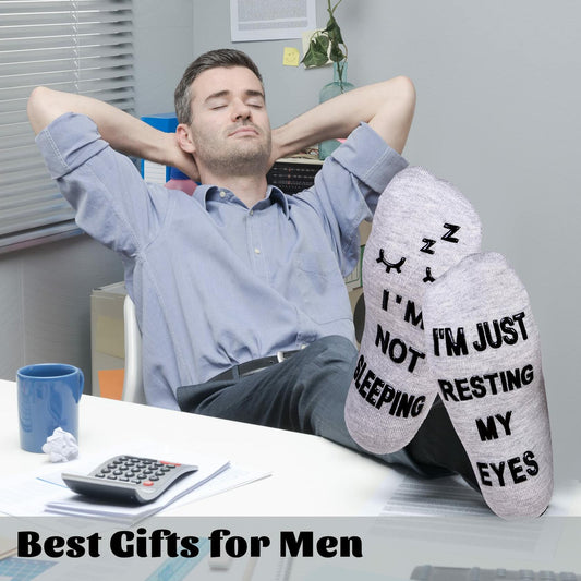 ZXGXLAW Funny 'I'm Not Sleeping' Socks for Dad Men Grandpa – Single Pair