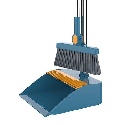 REXWOD Broom & Dustpan Set Blue Home Office Cleaning Kit Combo
