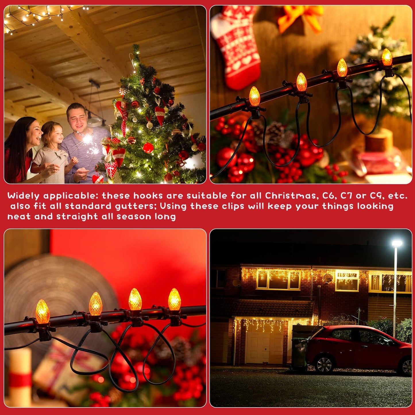 Blulu Light Hooks Green 60pcs Compatible with C9 C7 C6 Outdoor Clips