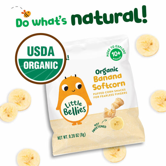 BestBy01/25 Little Bellies Organic Banana Softcorn Baby Snack 18 Pack 5.04oz