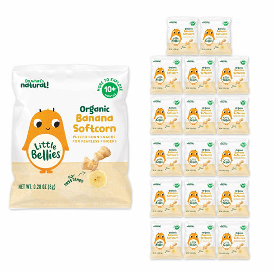 BestBy01/25 Little Bellies Organic Banana Softcorn Baby Snack 18 Pack 5.04oz