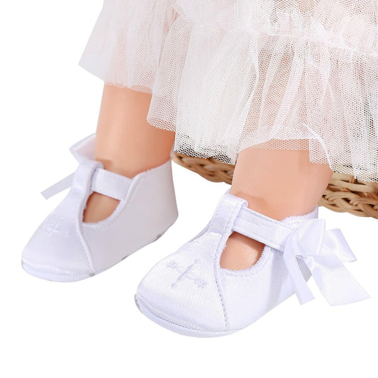 Booulfi Baby Girls Baptism Christening Shoes Booties White Size 12-18 Months