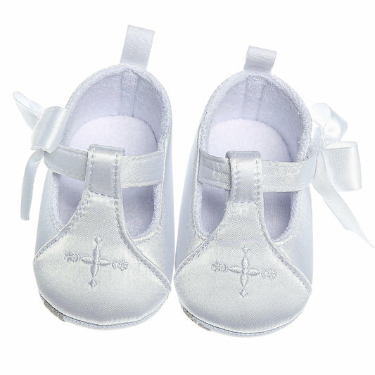Booulfi Baby Girls Baptism Christening Shoes Booties White Size 12-18 Months