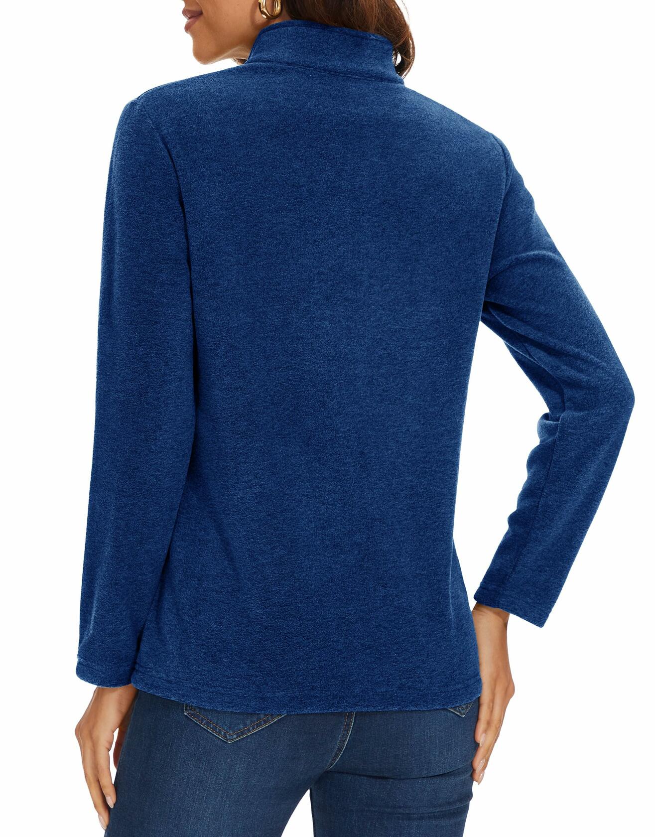 MAGCOMSEN Women's 1/4 Zip Fleece Pullover D Blue Size M Warm Comfort