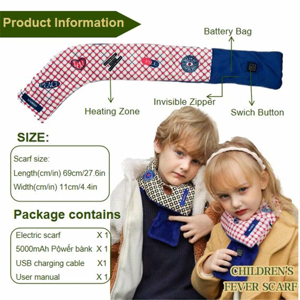 YISHIQI Kids Heated Scarf Rechargeable Neck Warmer with Power Bank
