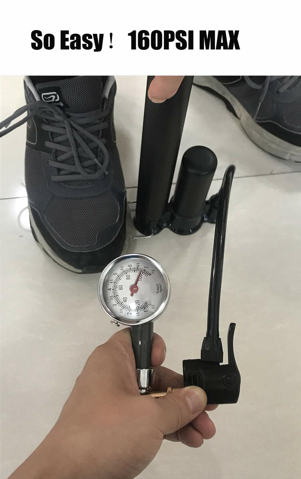 VIMILOLO Bike Floor Pump Inflator for Presta & Schrader Valves with Gauge