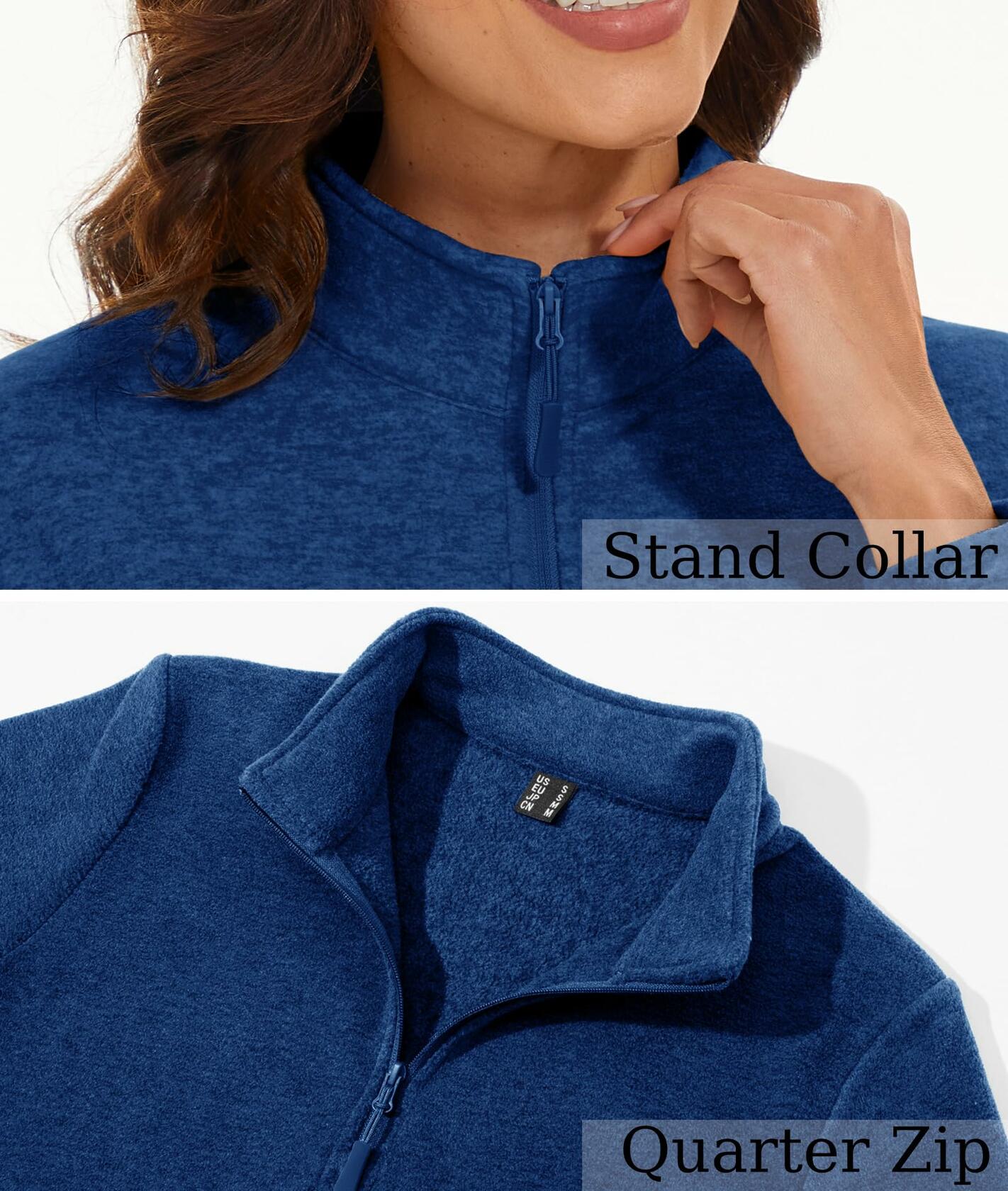 MAGCOMSEN Women's 1/4 Zip Fleece Pullover D Blue Size M Warm Comfort