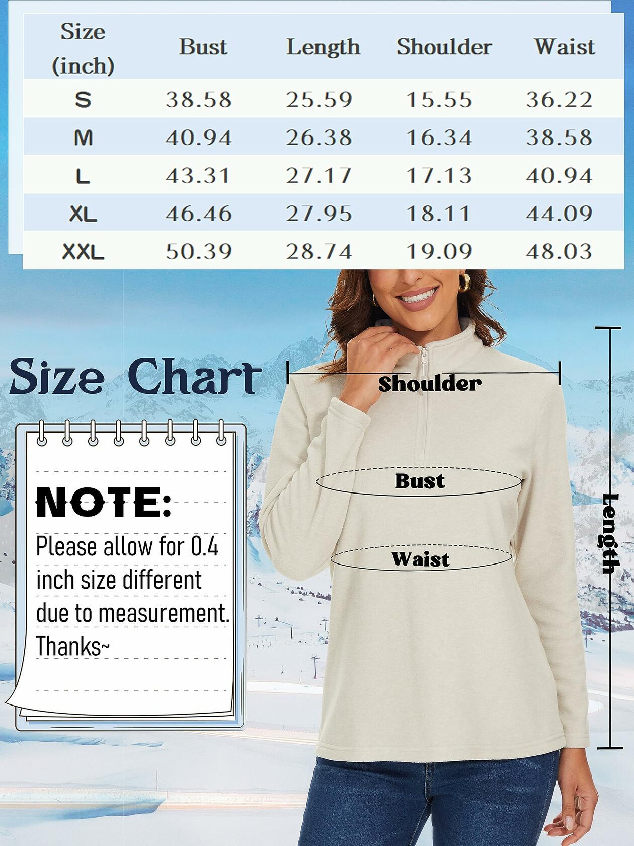 MAGCOMSEN Women's 1/4 Zip Fleece Pullover D Blue Size M Warm Comfort