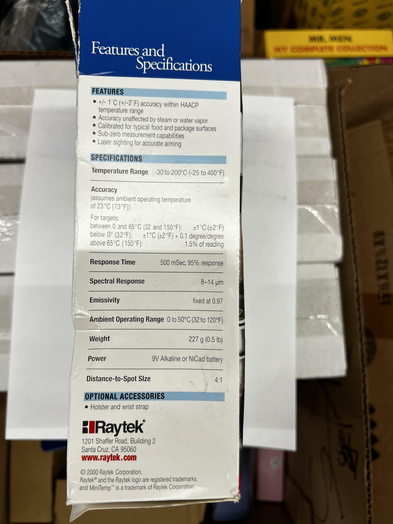 Raytek MiniTemp FS Infrared Food Thermometer Noncontact -25F to 400F