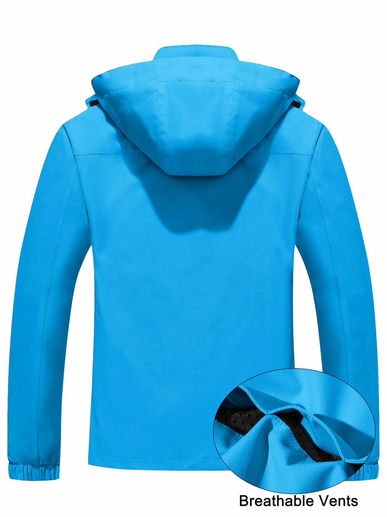 MAGCOMSEN Women's Waterproof Rain Jacket with Hood – Blue, Size L