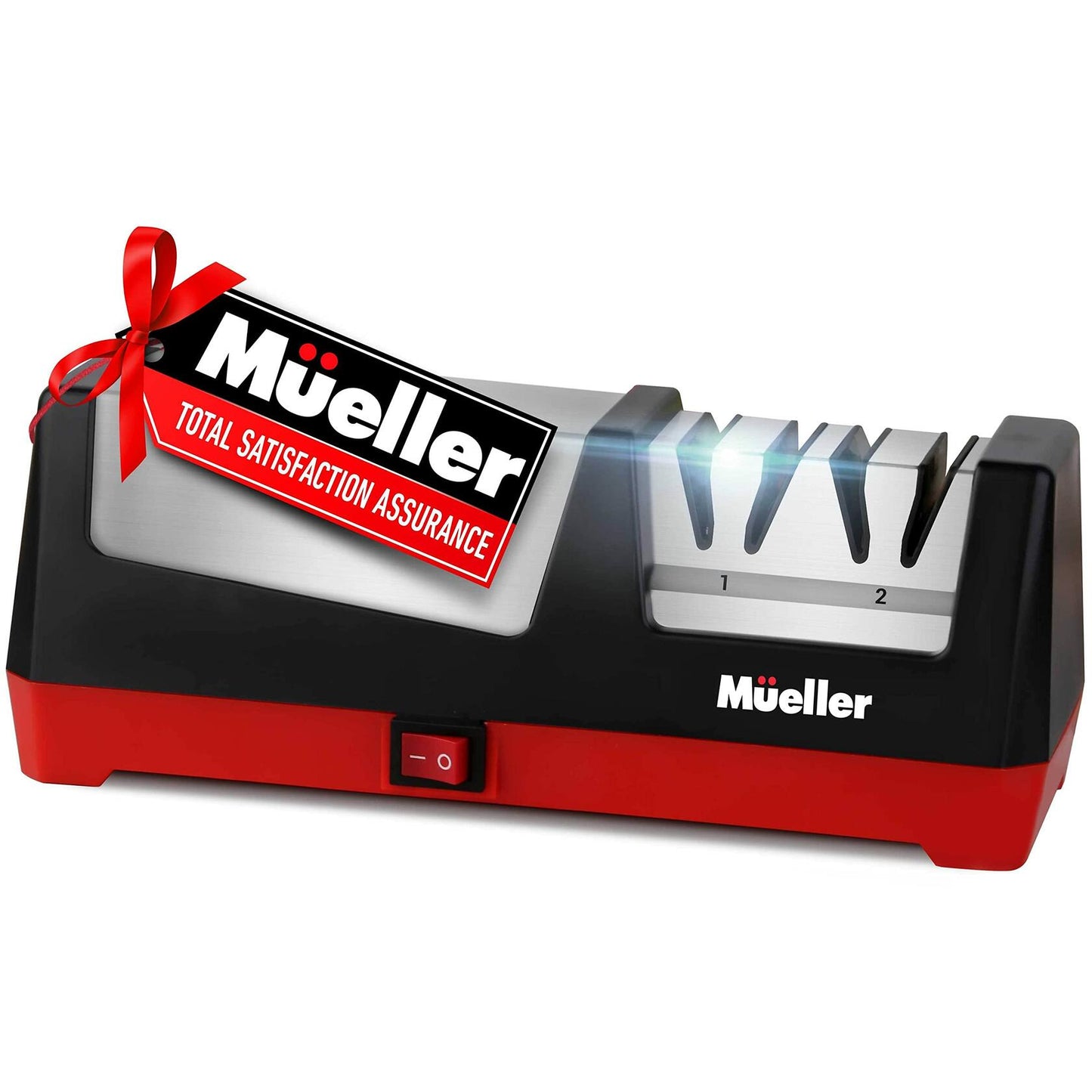 Mueller Electric Knife Sharpener – Diamond Abrasive, 2-Stage, Straight Blades
