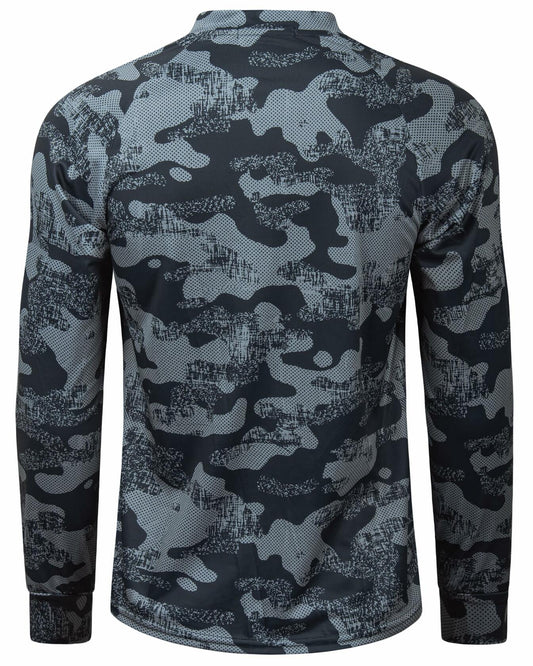 Wancafoke Men's Long Sleeve Henley Shirt Quick Dry Collarless Lake Blue - Size L