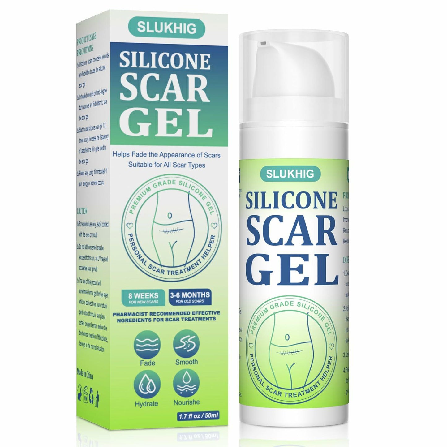BestBy06/27 SLUKHIG Silicone Scar Gel 1.76oz Surgical & Burn Scar TreatmentCream
