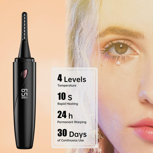 Sawjay Heated Eyelash Curler USB-C Rechargeable 4 Temp Settings Black