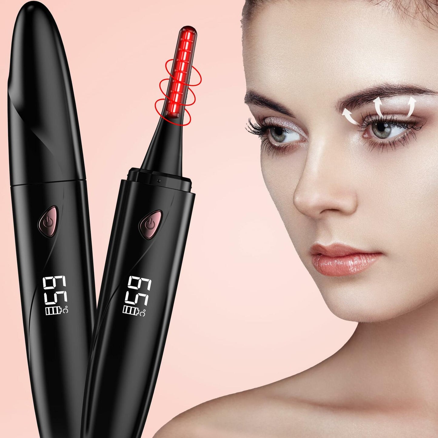 Sawjay Heated Eyelash Curler USB-C Rechargeable 4 Temp Settings Black