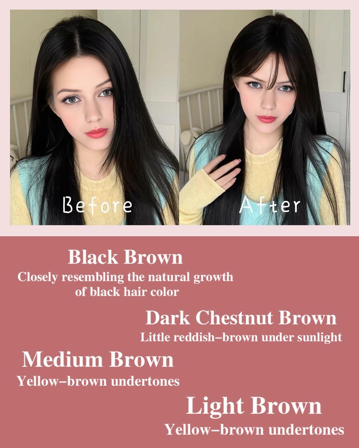 Axceroh Bangs Clip-in Fringe Extension Black Brown Wispy Real Human Hair