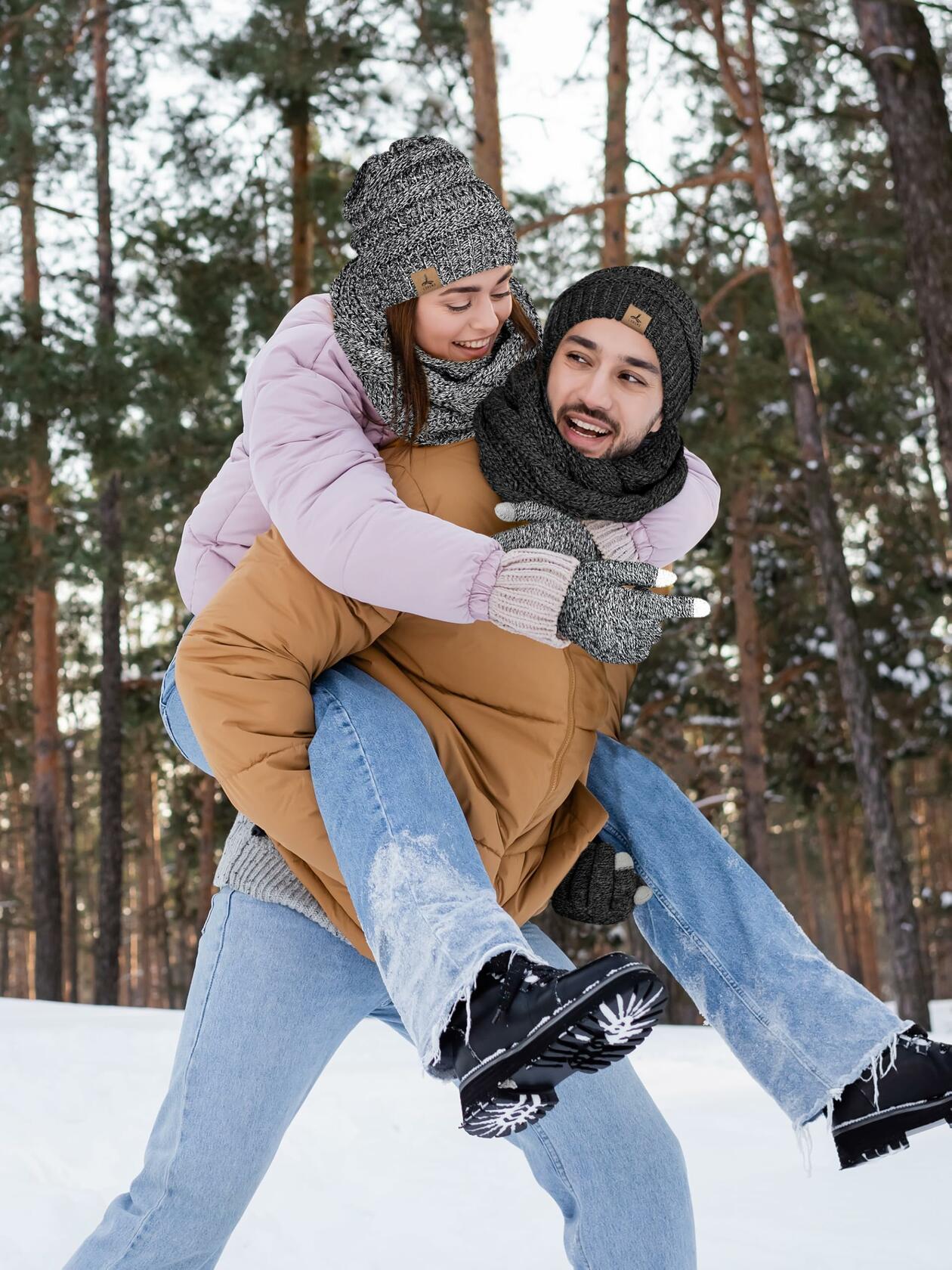 Warm Fleece Hat, Gloves & Scarf Set - Touchscreen Compatible, Unisex 3PCS