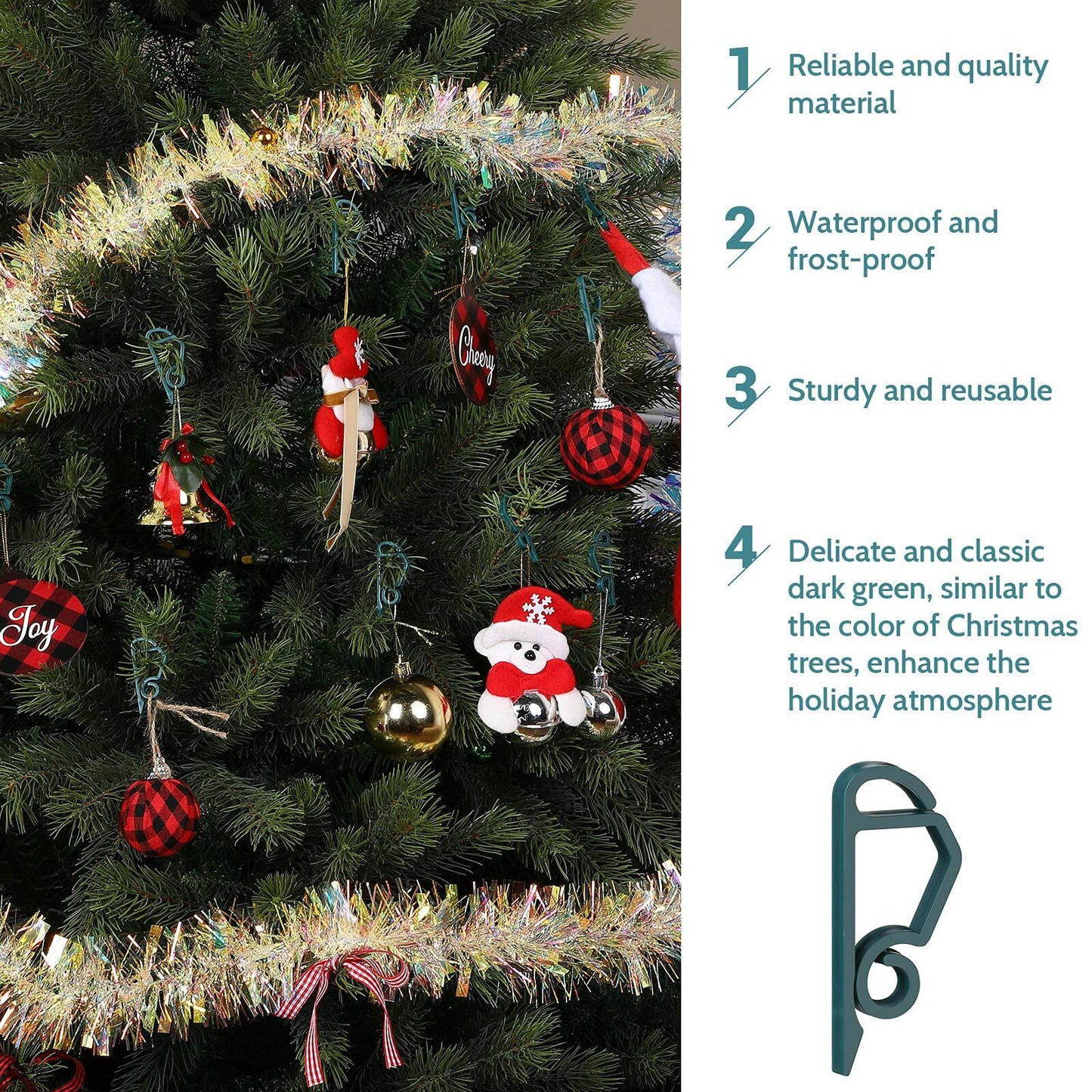 Queekay 100pcs Christmas Light Hooks Plastic Outdoor Clips Heavy Duty