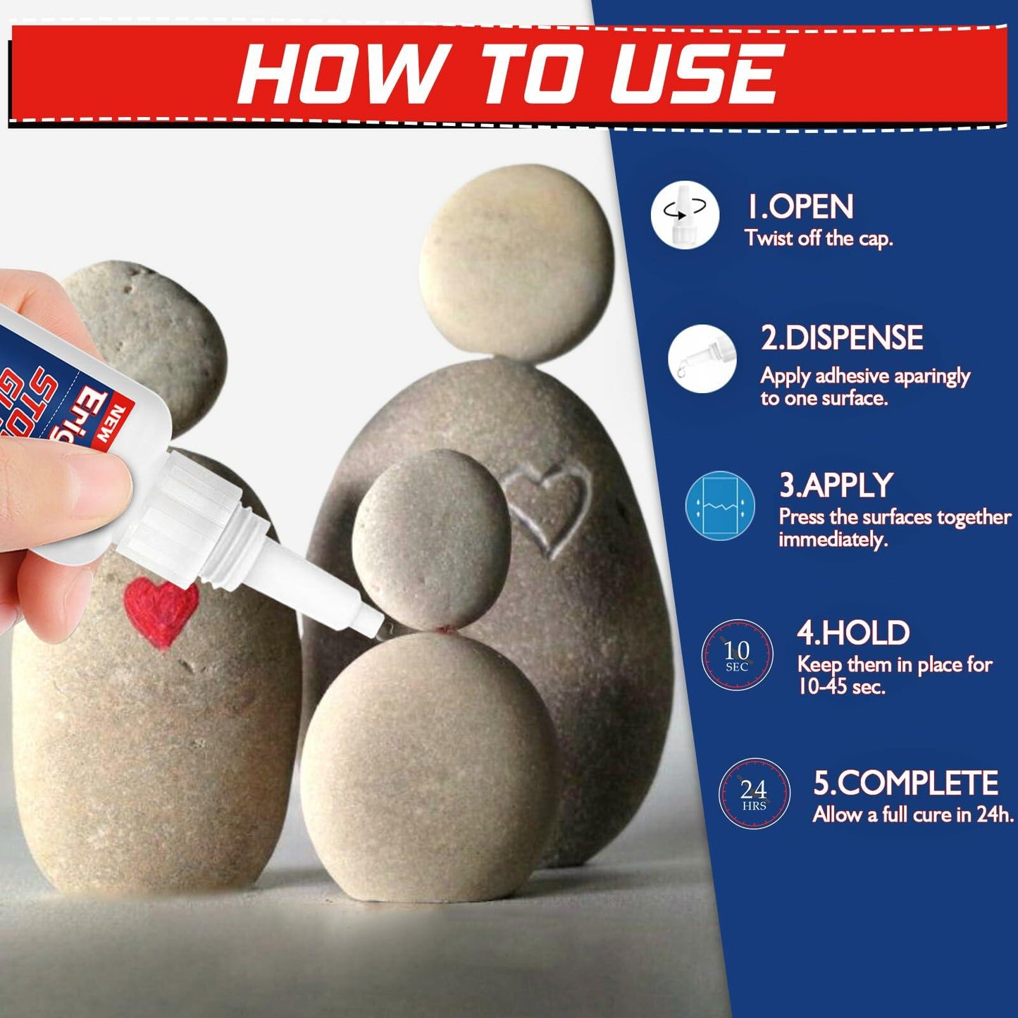 Stone Glue 30g Cyanoacrylate Adhesive Waterproof Heat-Resistant with Anti-Clog