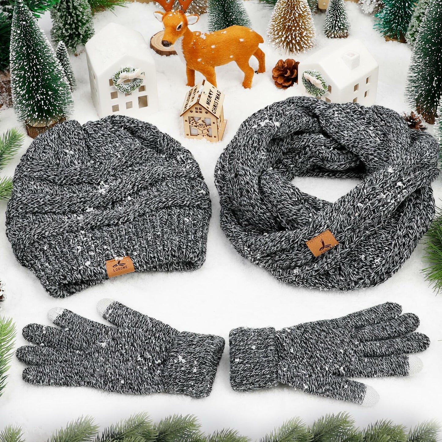 Warm Fleece Hat, Gloves & Scarf Set - Touchscreen Compatible, Unisex 3PCS