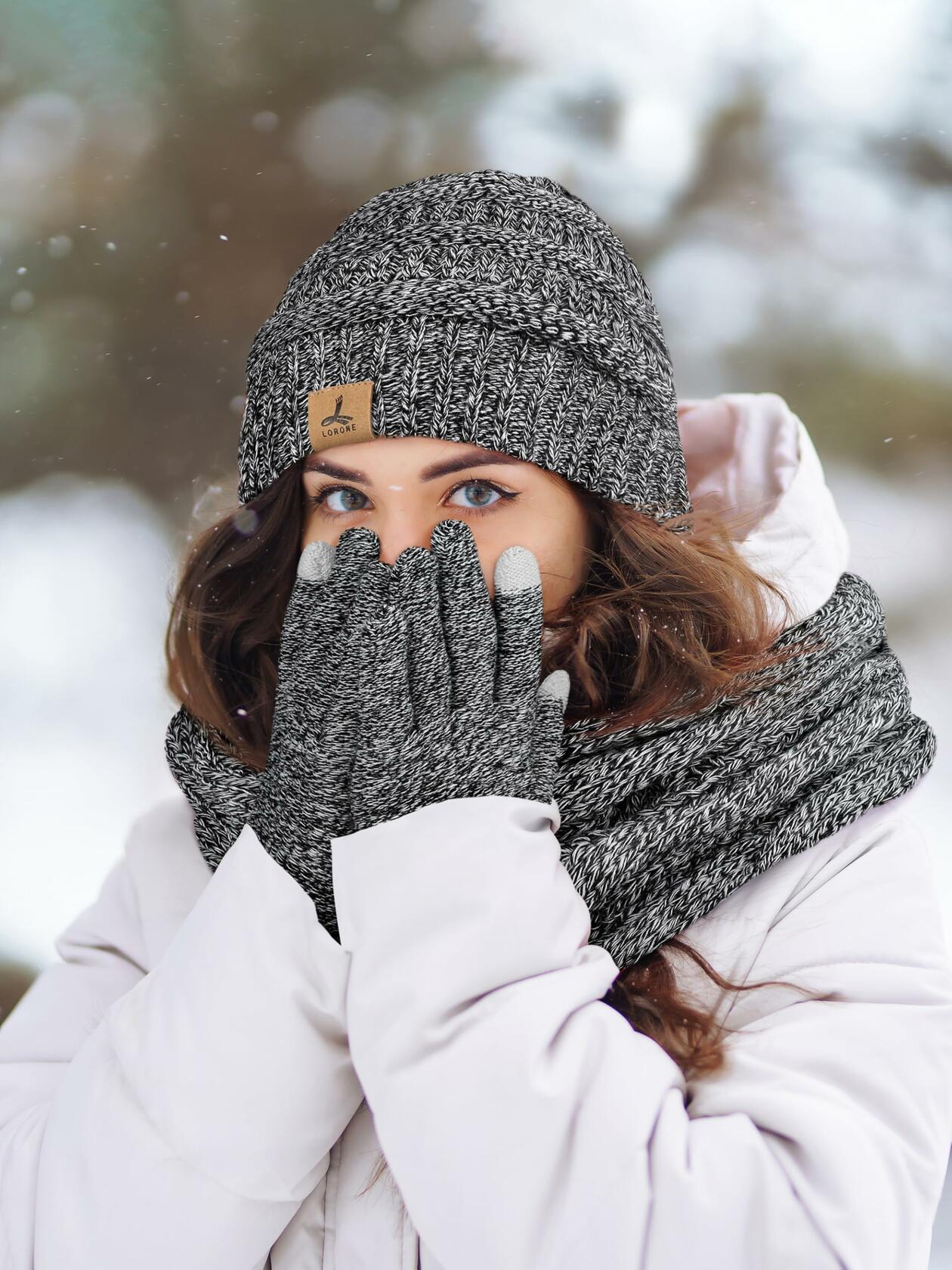 Warm Fleece Hat, Gloves & Scarf Set - Touchscreen Compatible, Unisex 3PCS