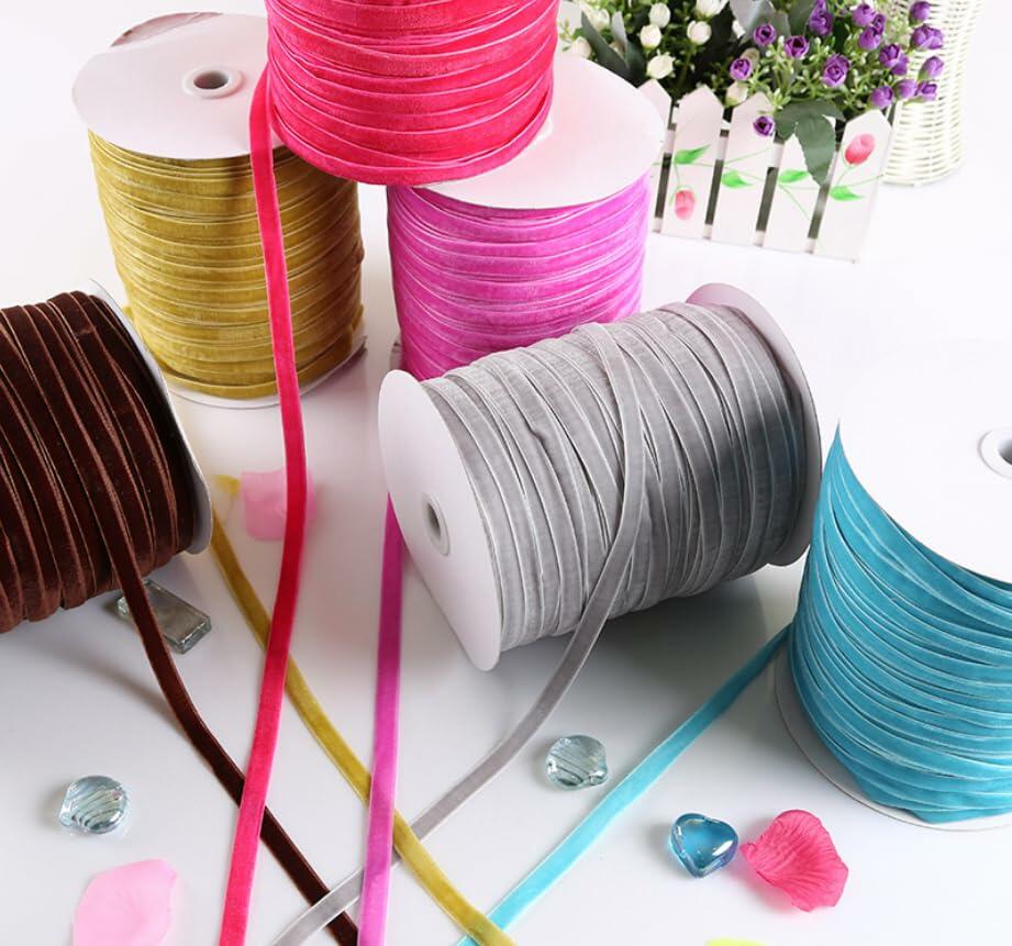 Abbaoww Pink Velvet Ribbon 3/8 Inch Single Face 50 Yards Gift Wrap