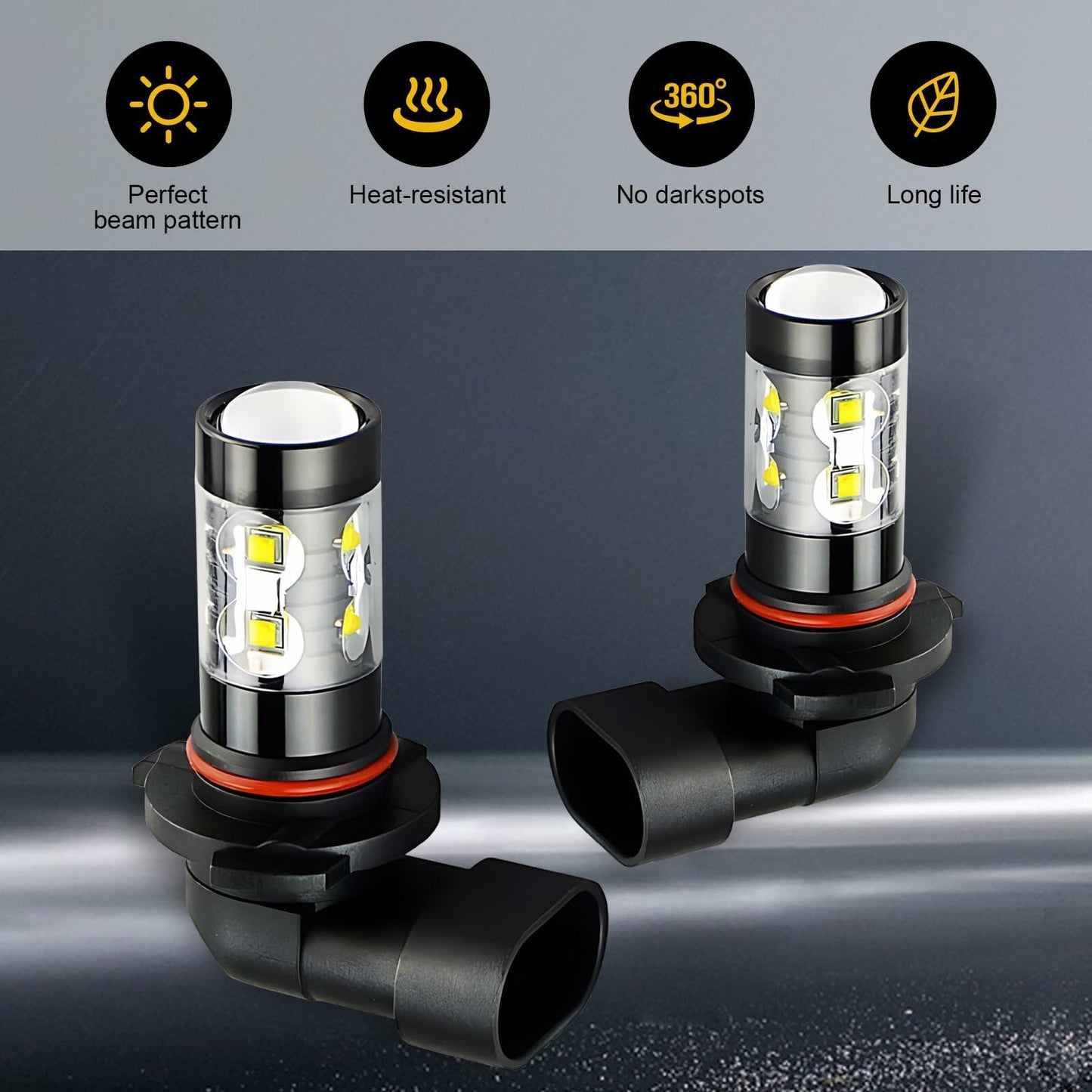 dawfall 2-Pack H10 50W 6000K White Fog Lamp Bulbs Waterproof Universal