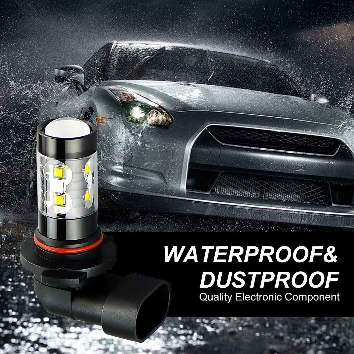 dawfall 2-Pack H10 50W 6000K White Fog Lamp Bulbs Waterproof Universal