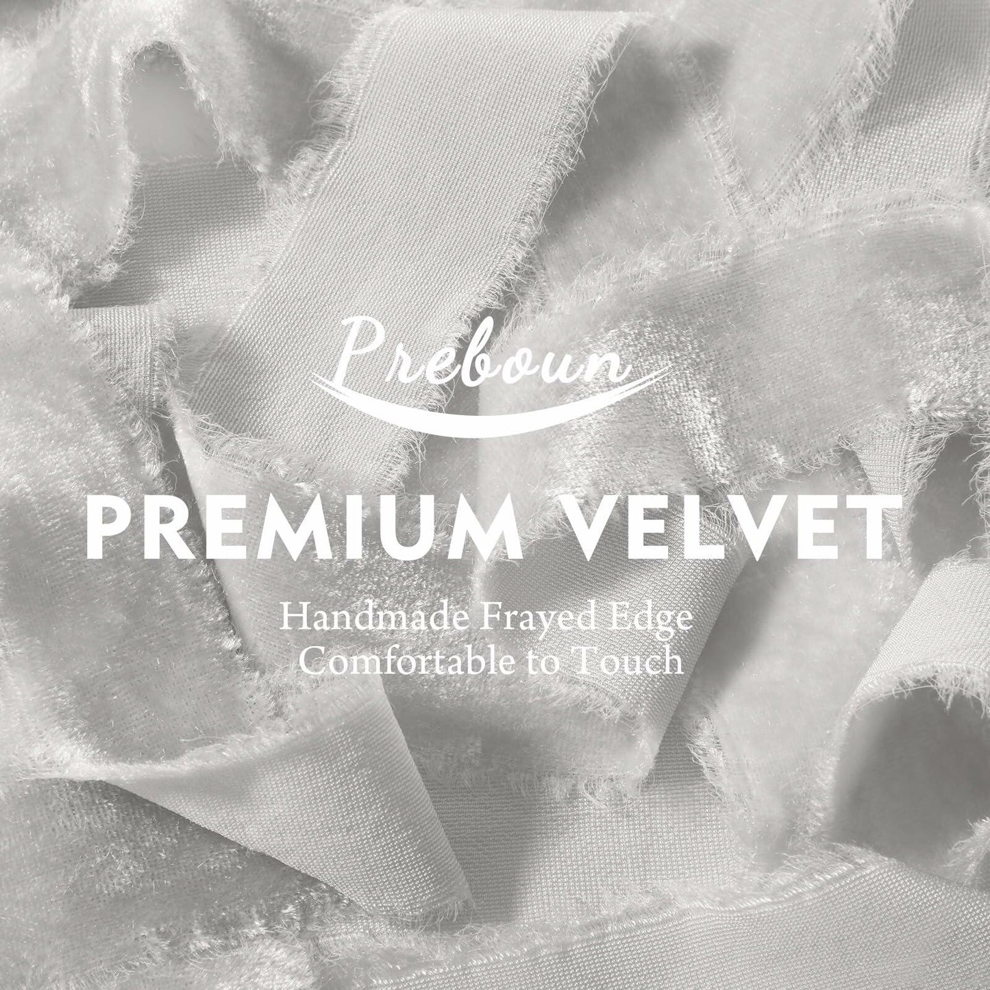 Preboun Velvet Ribbon 4 Rolls 24 Yards Frayed Edge 1.5 Inch Cappuccino Silk