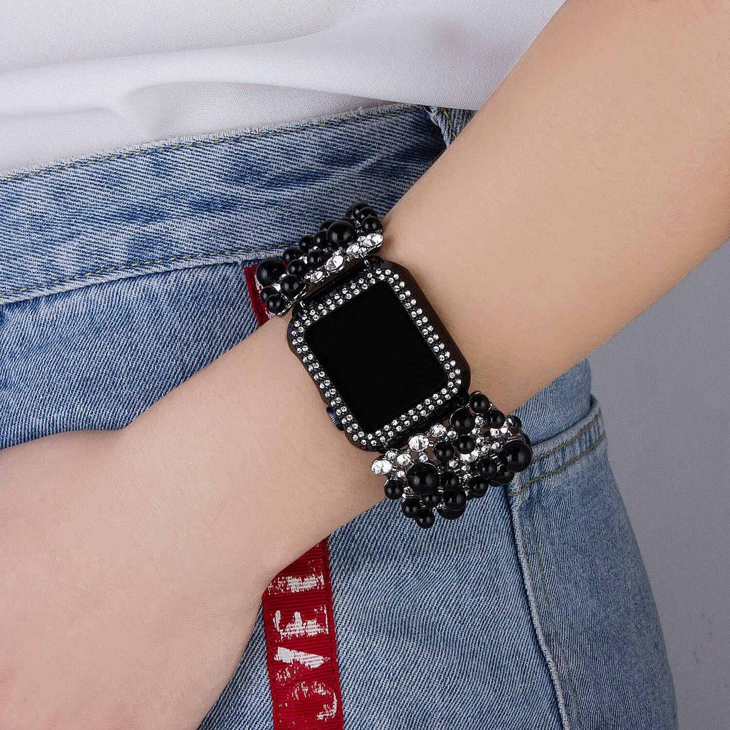 VIQIV Bling Face Bumper Case Cover for Apple Watch 38-44mm Series 1-5 Black