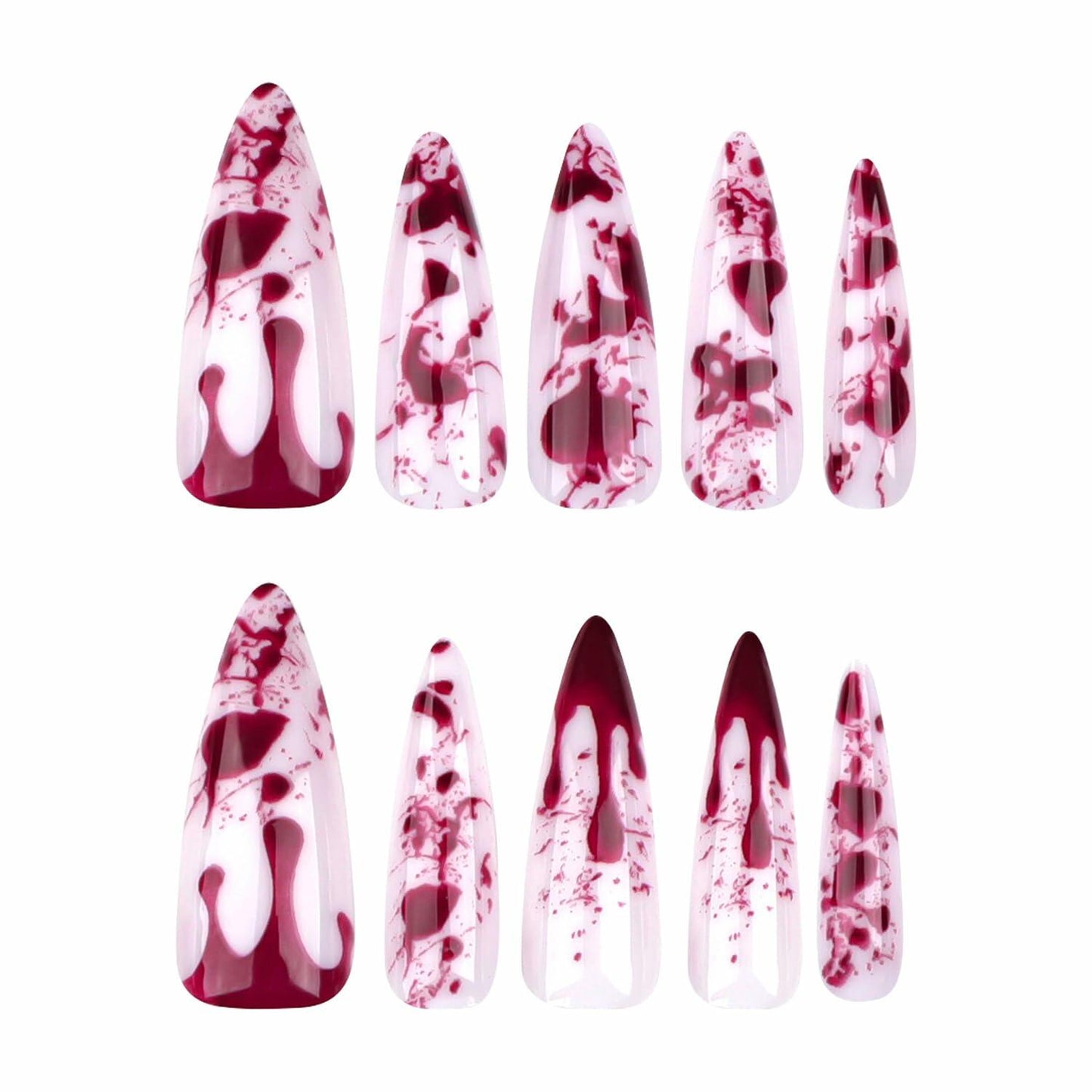 24 Pcs Halloween Stiletto Acrylic Press On Nails Full Cover Acrylic False
