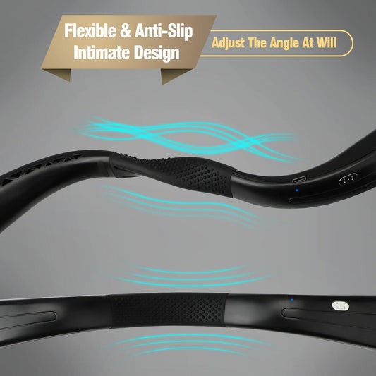 NinetinGel Neck Fan USB Rechargeable Red - Indoor Outdoor Travel Portable