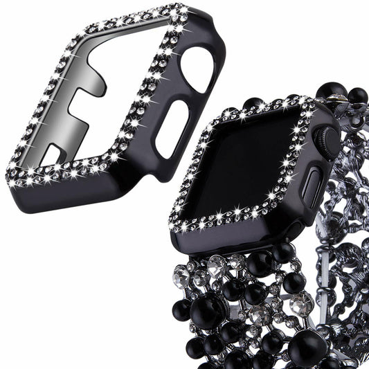 VIQIV Bling Face Bumper Case Cover for Apple Watch 38-44mm Series 1-5 Black
