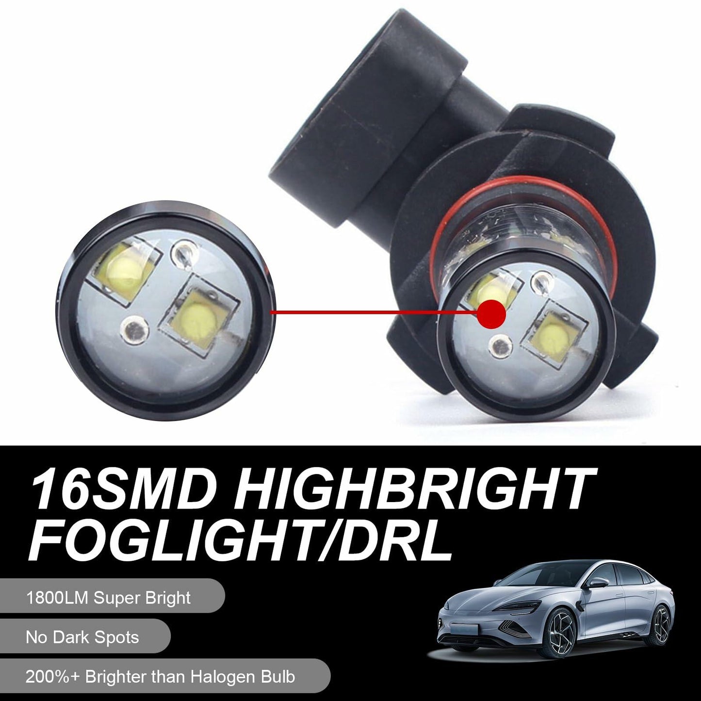 dawfall 2-Pack H10 50W 6000K White Fog Lamp Bulbs Waterproof Universal