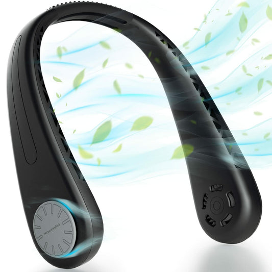 NinetinGel Neck Fan USB Rechargeable Red - Indoor Outdoor Travel Portable