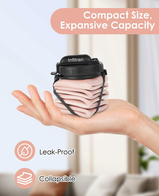 Infitran 2-Pack 20.6oz Collapsible BPA-Free Silicone Leak-Proof Water Bottles