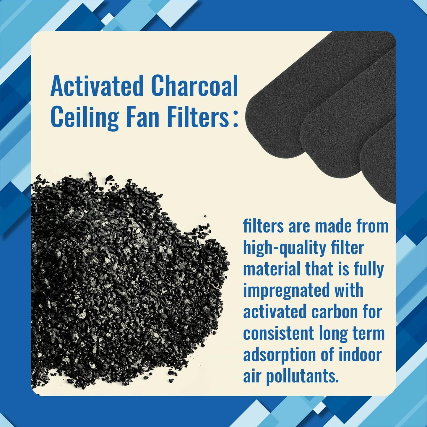 5pcs Ceiling Fan Carbon Filters Activated Coconut Shell Pads Air Purifier