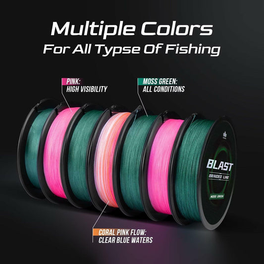 HANDING Blast Braided Fishing Line - No Stretch Colored Braid - Pre-Wet
